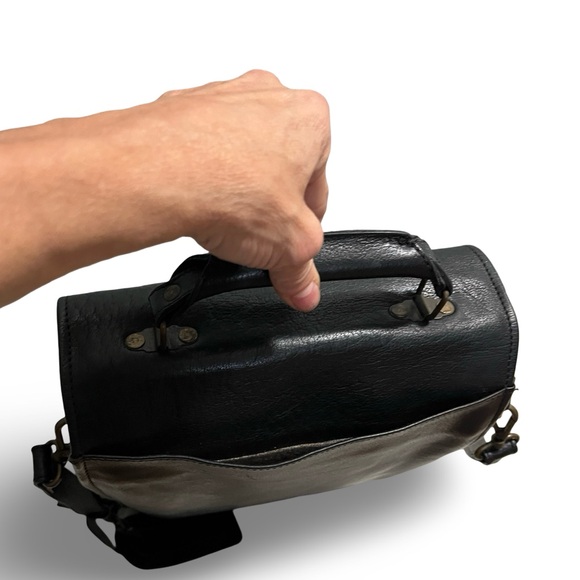 NWOT! Black Water Buffalo Rugged All Leather Messenger Gamer File Crossbody Bag - Picture 6 of 14